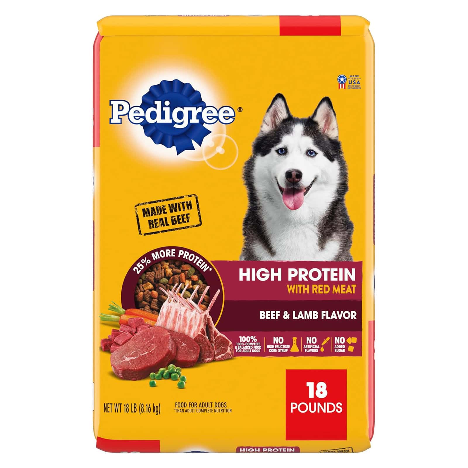 Pedigree High Protein Adult Dry Dog Food Beef and Lamb Flavor Dog Kibble
