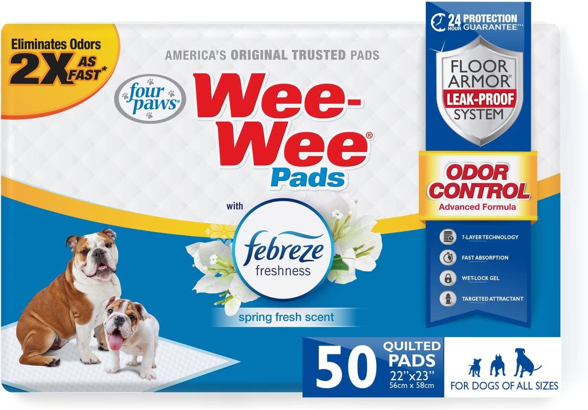 Four Paws Wee-Wee Odor Control Dog Training Pads with Febreze Freshness 