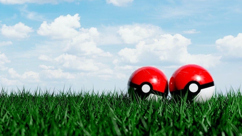 pokemon balls outside in grass