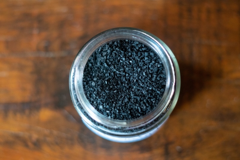 activated charcoal in a container