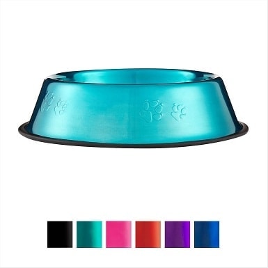 3Platinum Pets Stainless Steel Embossed Non-Tip Dog Bowl