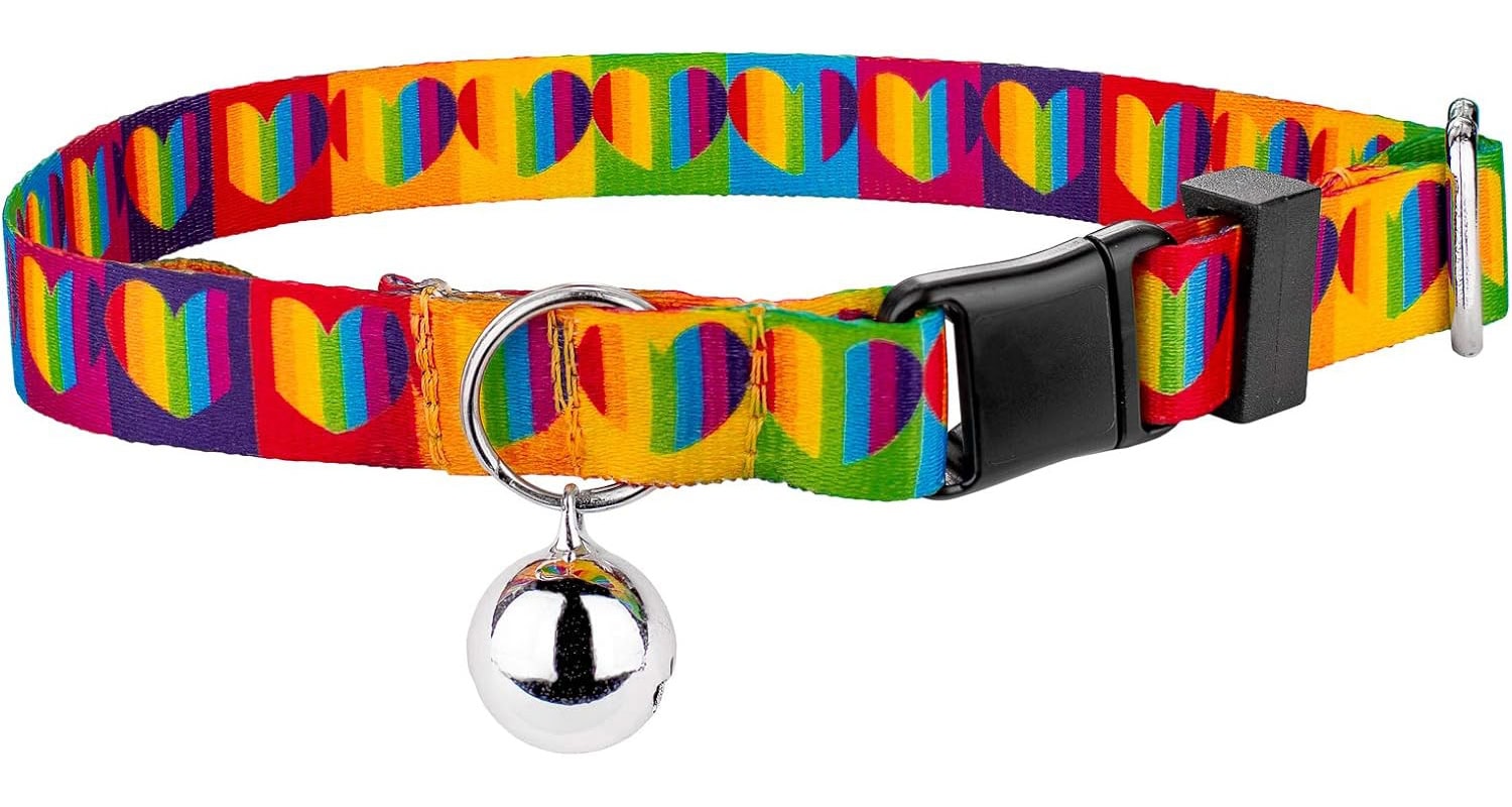 Country Brook Petz - Rainbow Hearts Cat Collar