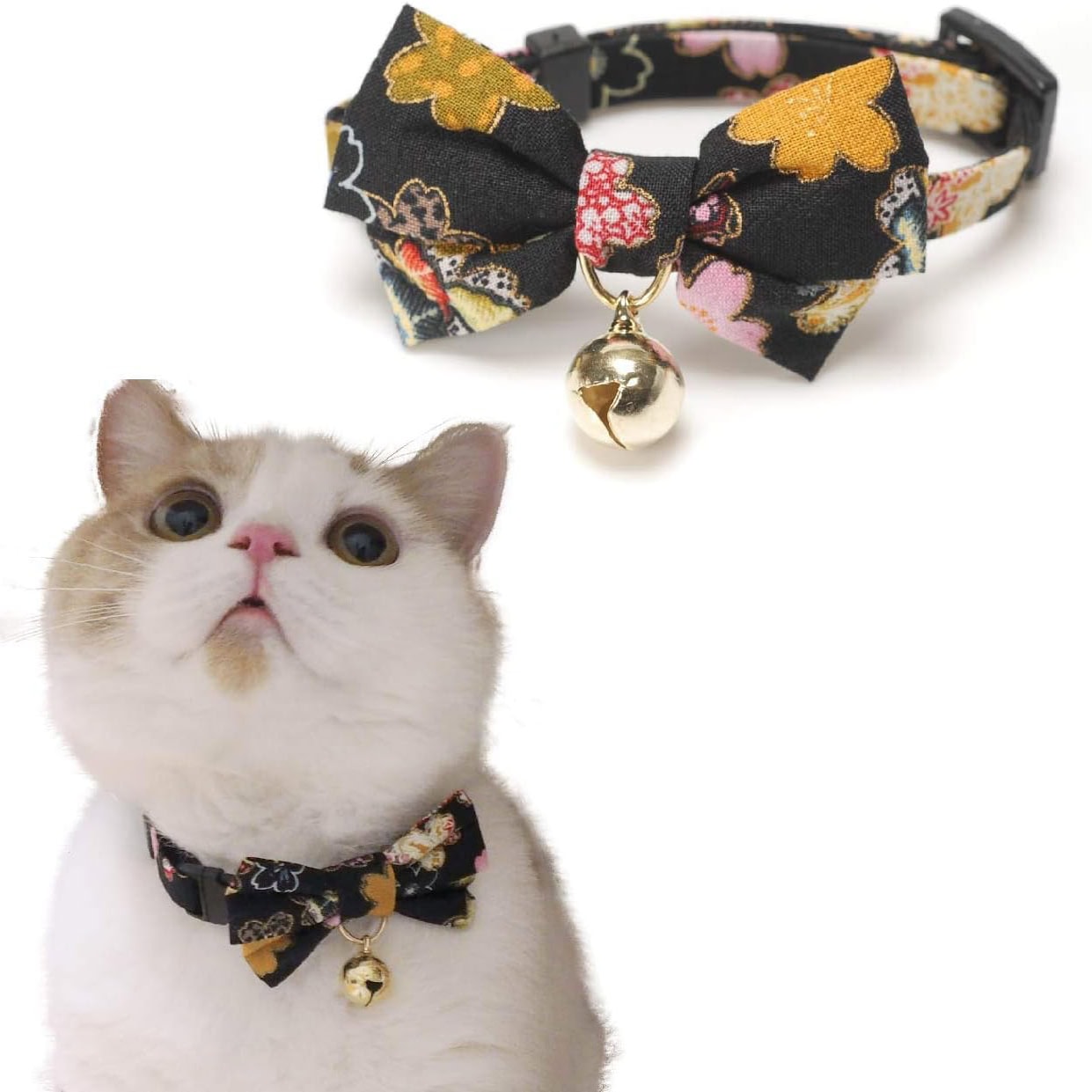 Necoichi Kimono Bow Tie Cat Collar with Bell