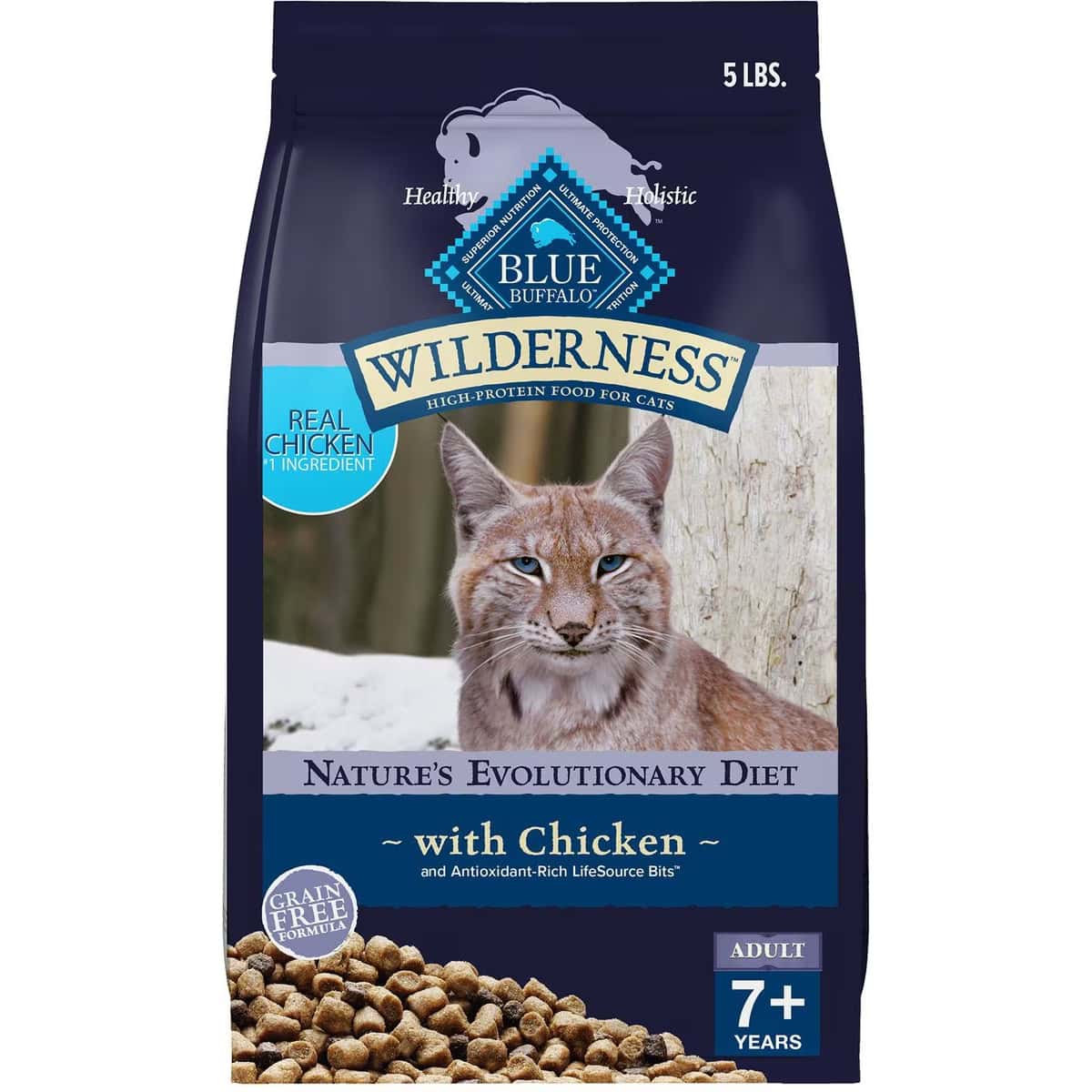 Blue Buffalo Wilderness High Protein Natural Grain-Free Chicken Mature Dry Cat Food 