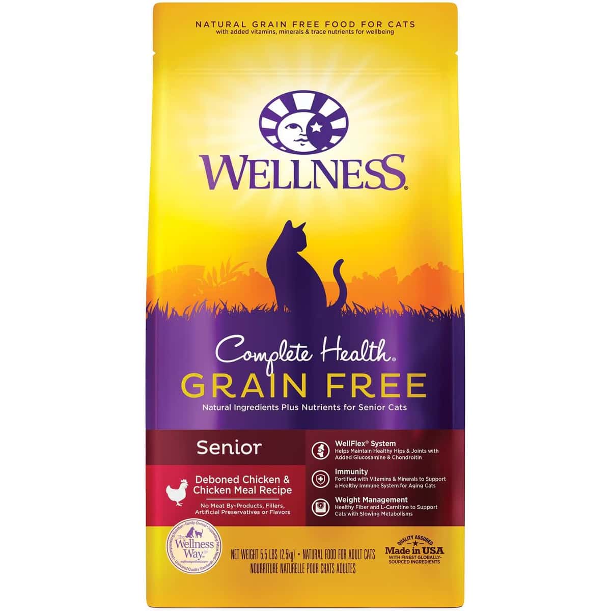 Wellness Complete Health Chicken & Deboned Chicken Grain-Free Senior Dry Cat Food 