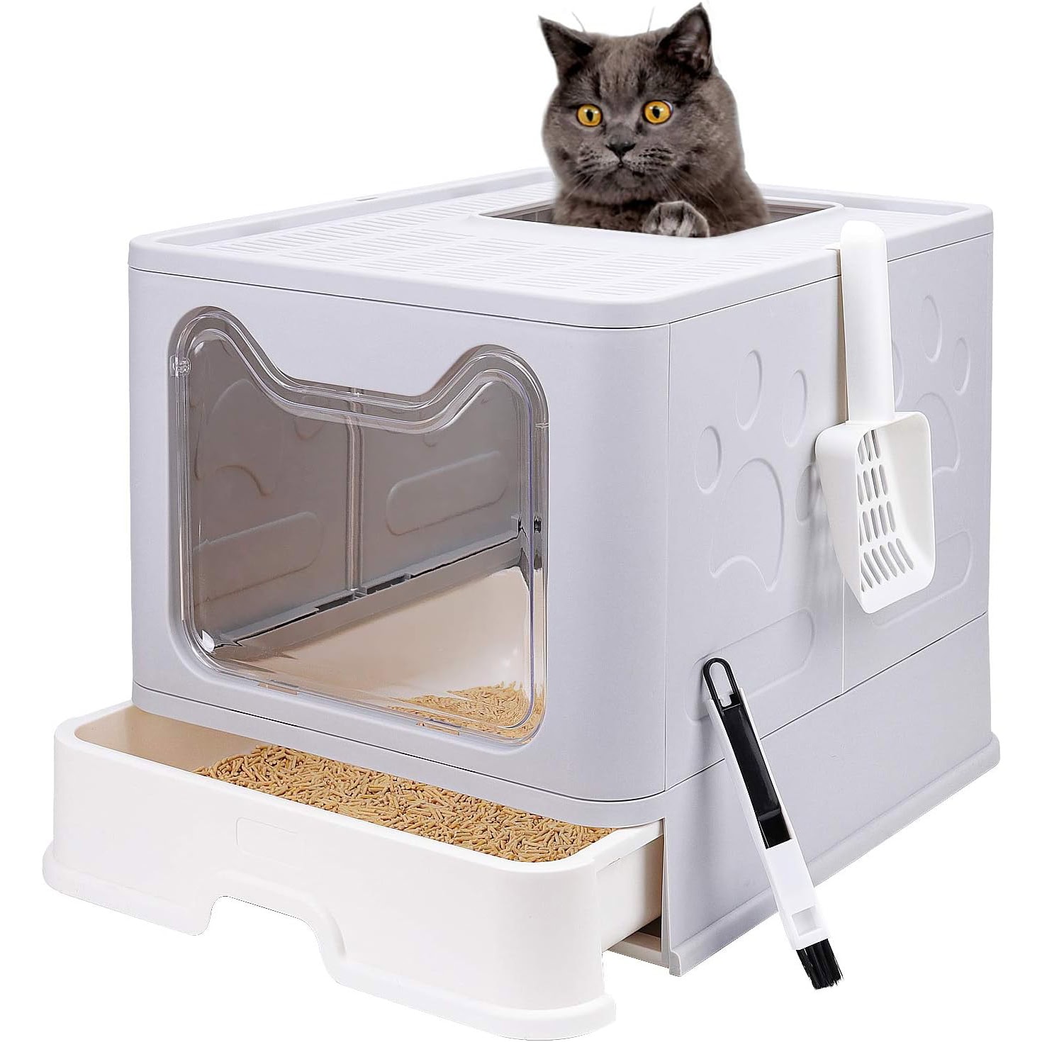 Foldable Cat Litter Box with Lid