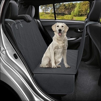 MiC-LuLu Dog Car Seat Cover Dog Hammock with Mesh Viewing Window Seat Belt Water Proof Scratch Proof Nonslip Black SC137004BO 
