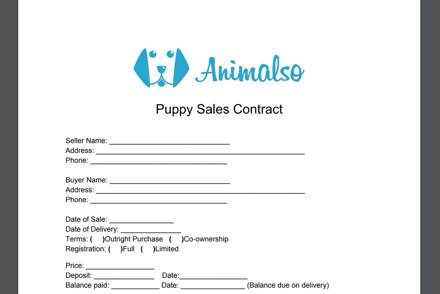 puppy-contract-templates