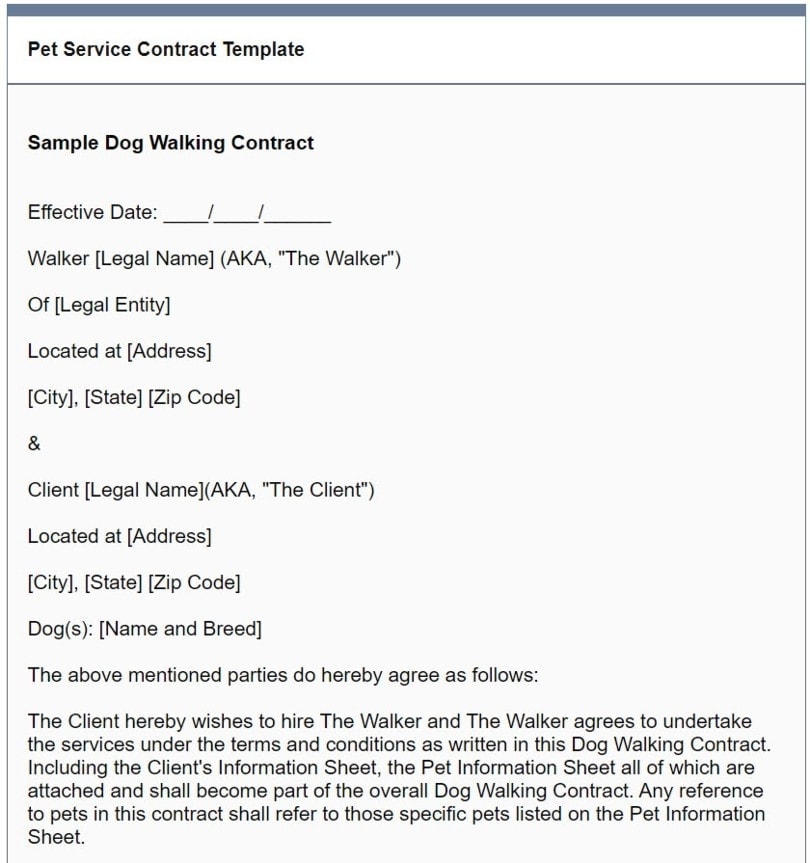4 Dog Walking Contract Templates (PDF) in 2023 Hepper