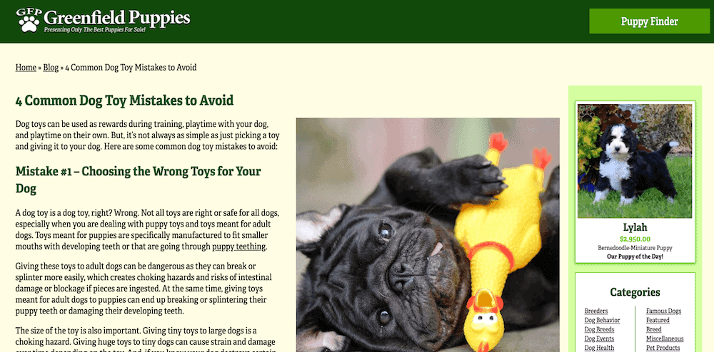 Greenfield Puppies dog blog