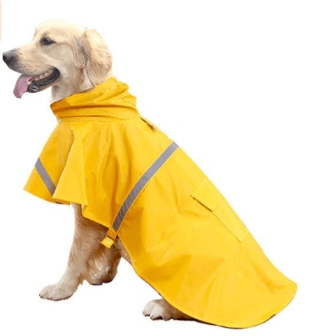 ZoonPark Dog Raincoats,Four-legged Full body Raincoat Waterproof Polyester Adorable Hoodie Poncho Clothes Raincoat for Medium Dogs Large Dogs Labrador Samoyed Golden Retriever