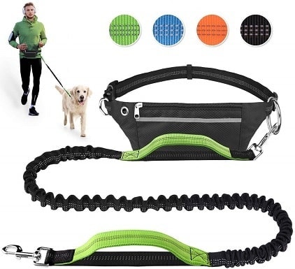 Hiking Fulvara Heavy Duty Hands Free Dog Leash for Training Running or Jogging with Durable Bungee Puppy Leash with Waist Belt,Dual Padded Double Handle for Small,Medium,Large Dogs