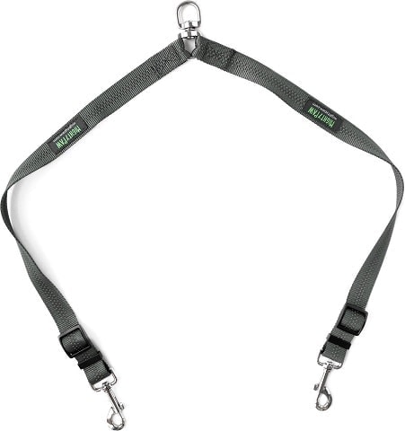 Mighty Paw Nylon Reflective Double Dog Leash, Grey & Green, 2-ft long, 1-in wide