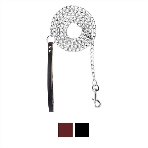 OmniPet Chain Dog Leash with Leather Handle