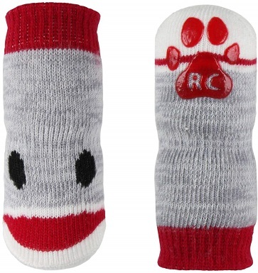 BESUNTEK Dog Socks Non-Slip Pet Socks with Rubber Reinforcement Knit Socks for Dogs with Traction Soles Dog Paw Protector for Indoor Wear,4PCS 