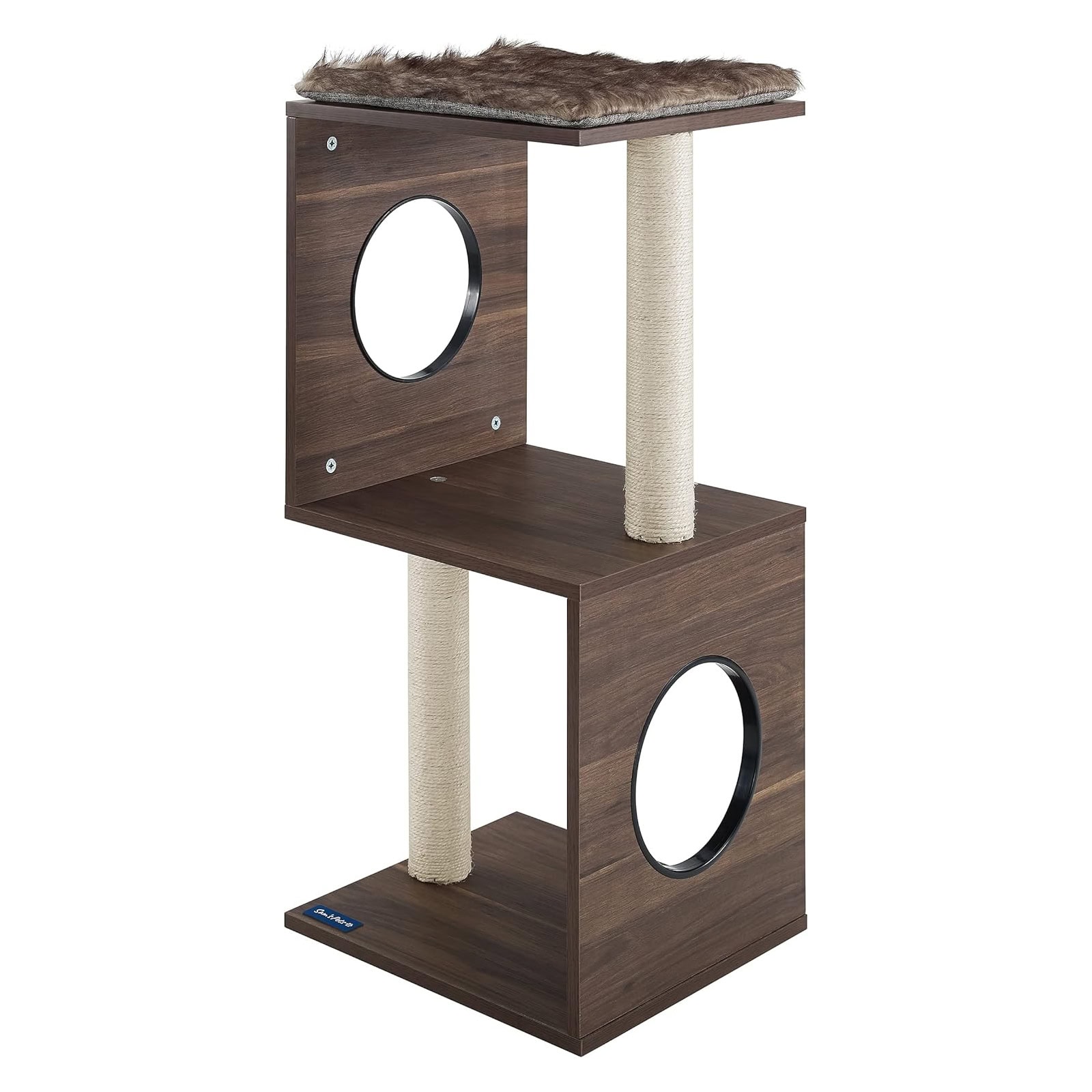 Sheree Cat Tree 34, Dark Brown modern easy clean faux fur mat