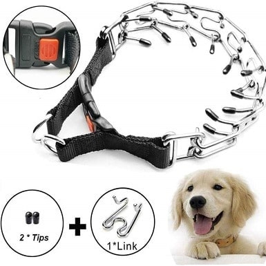DEYACE Dog Prong Collar Quick Release Adjustable Pinch Collar for Small Medium Large Dogs 