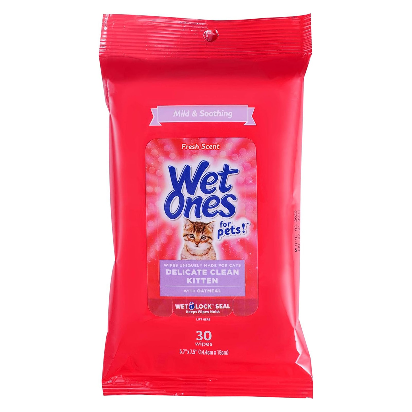 Wet Ones for Pets Delicate Clean Kitten Wipes for Cats with Oatmeal Cat Cleaning Wipes