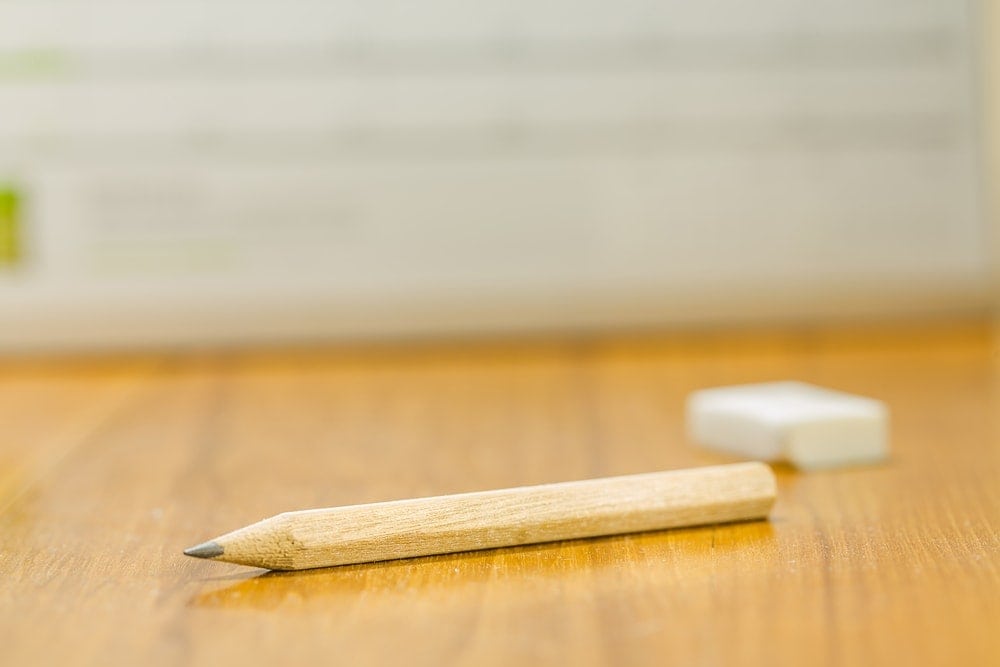 pencil on wooden table