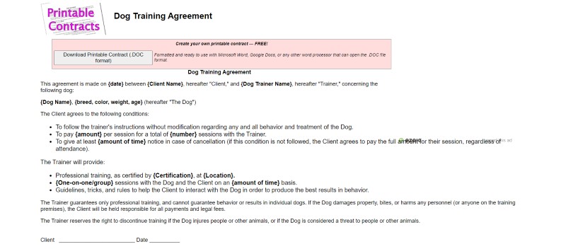 printable contracts homepage