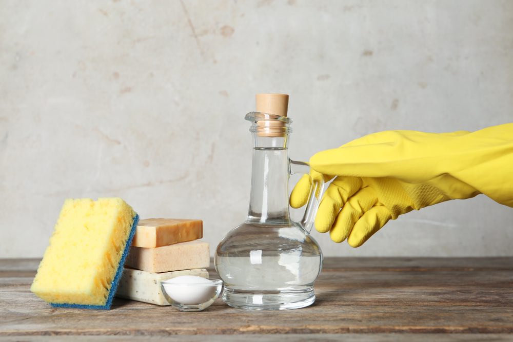 vinegar cleaner hand with glove