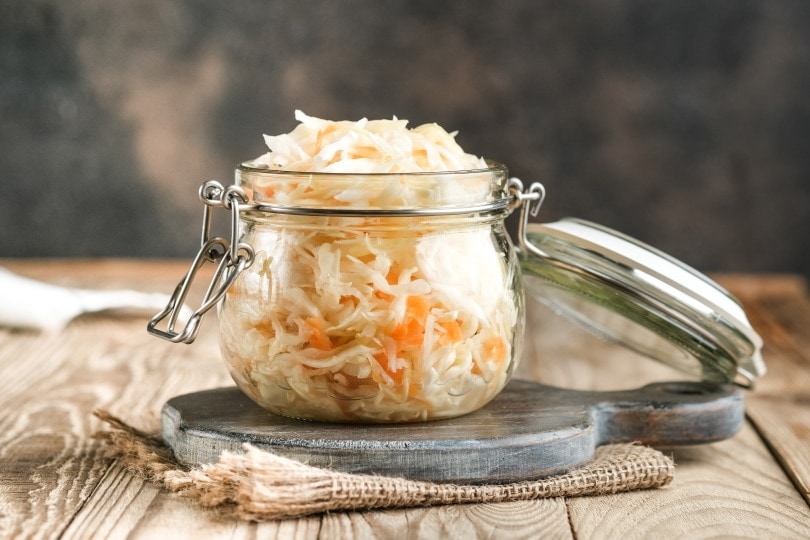 sauerkraut in glass jar
