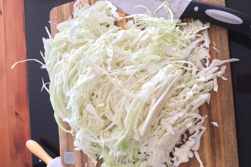 sliced raw cabbage