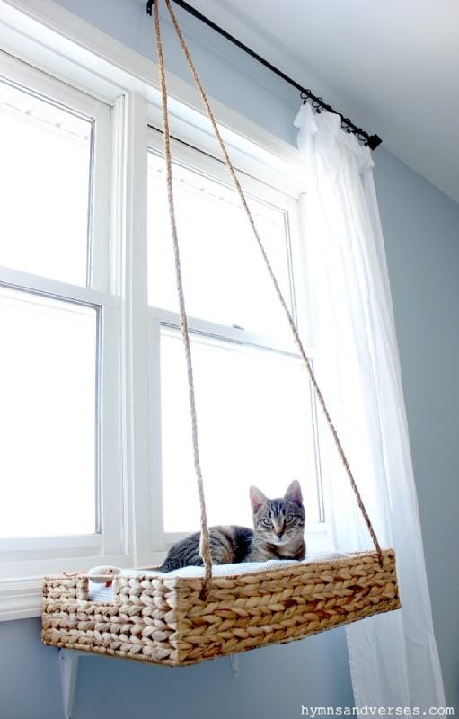 DIY Cat Perch – Hanging Window Basket1