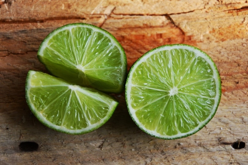 Sliced lime on table top