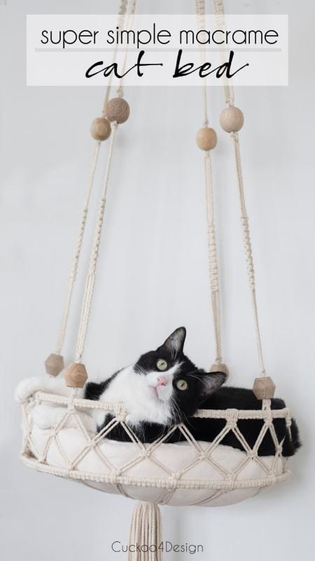 purrfectly cute DIY cat bed using macrame cord