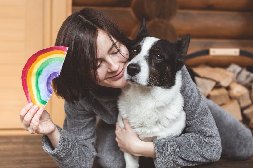 Welsh corgi cardigan chó và chủ sở hữu của mình