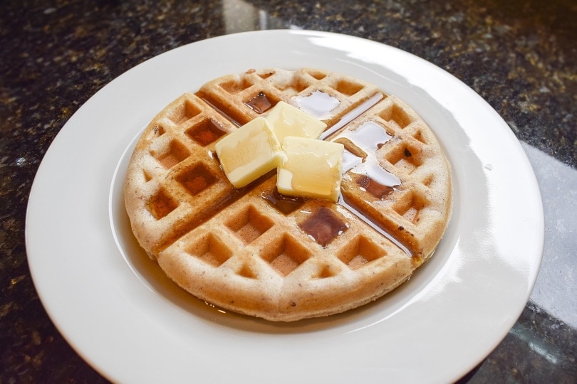 waffle on white plate