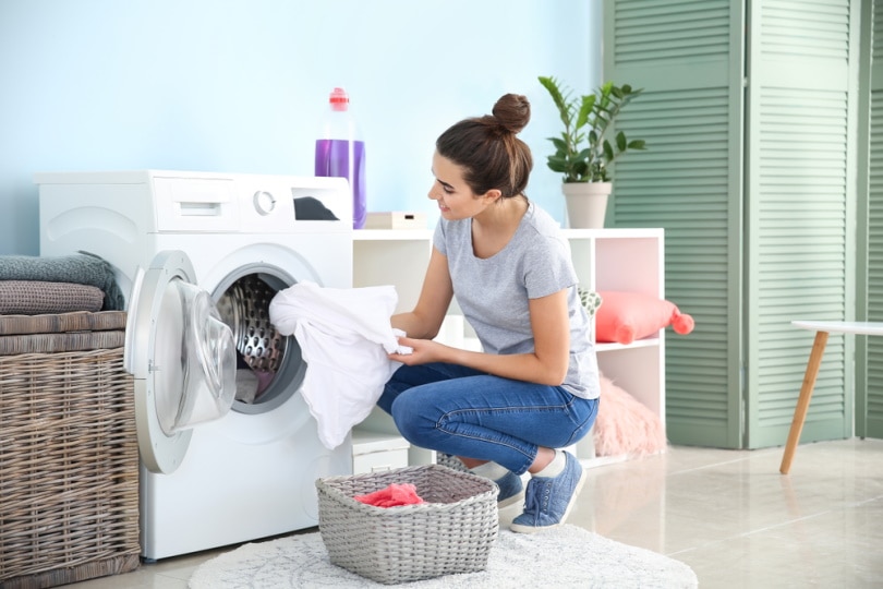 woman doing laundry