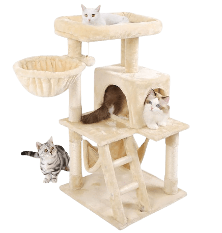 Portable Cat Condo Kitty Furniture With Plush Hammock Bed Kitten Approved Two Tier Corner Cat House Great For Travel Breathable Soft Material For Jumping Climbing Play Sleeping 
