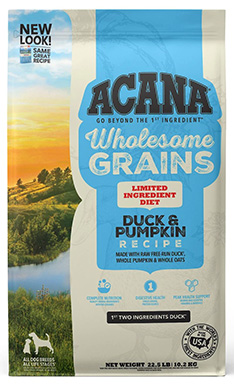ACANA Singles + Wholesome Grains Limited Ingredient Diet Duck & Pumpkin Recipe Dry Dog Food