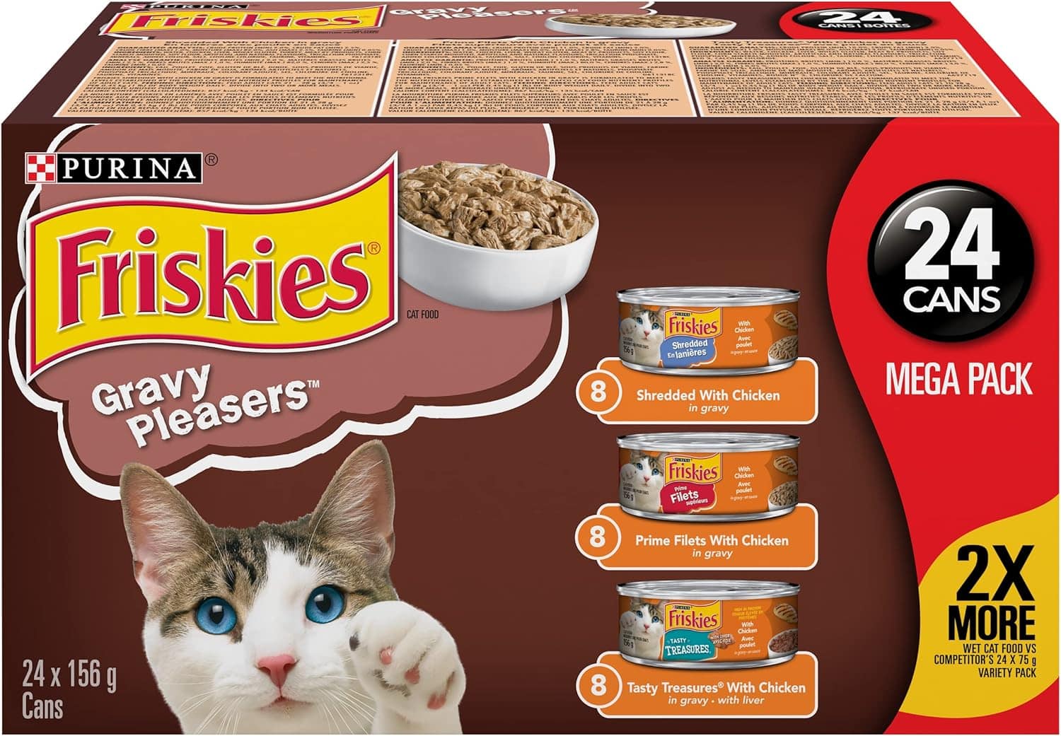Friskies Gravy Pleasers Wet Cat Food, Chicken Variety Pack 3 Flavours 