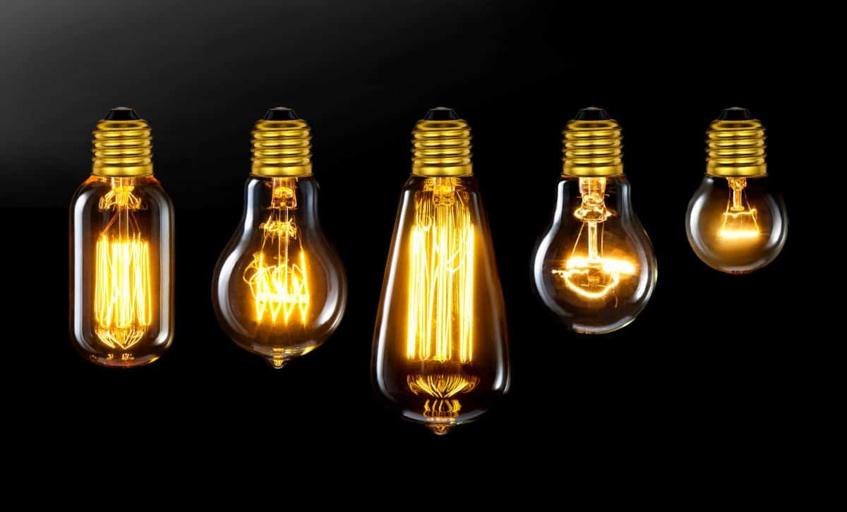 Incandescent Bulbs lit against a black background