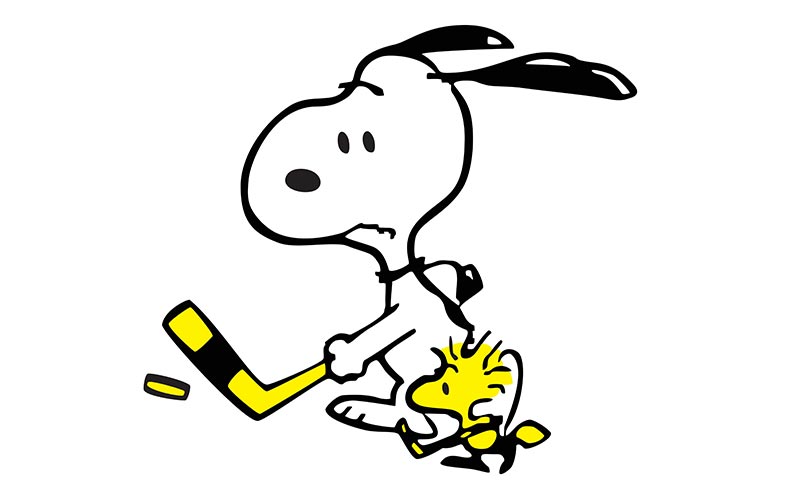 Snoopy playing hockey