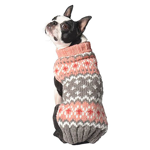 Chilly Dog Peach Fair Isle Dog Sweater