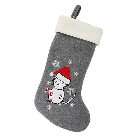 Cute Cat and Cane Christmas Stocking