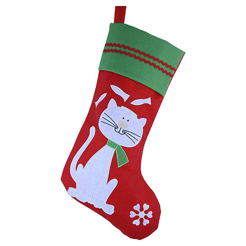 Embroidered Quirky Christmas Cat Stocking