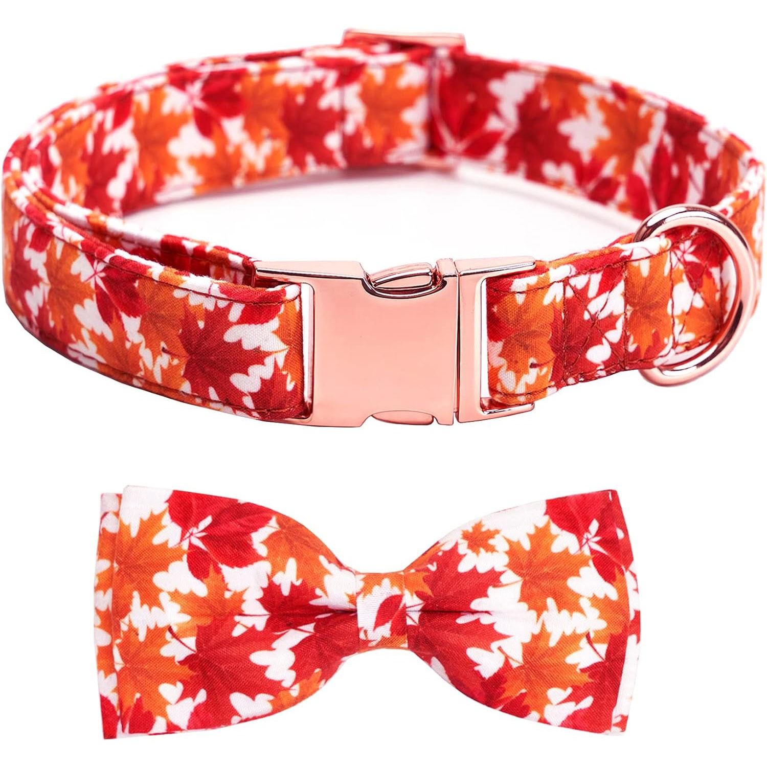 Thankspaw Thanksgiving Dog Bow Tie Collar with Classic Maple Leaf Pattern Adjustable Comfortable Collars New