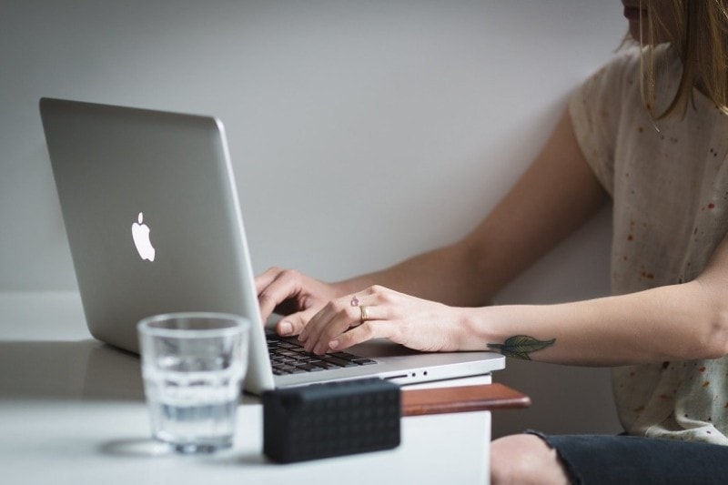 Woman on computer doing research