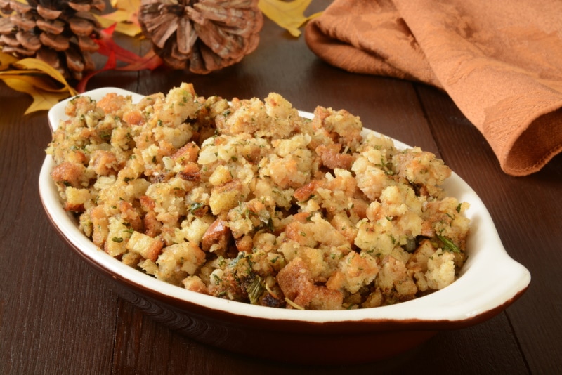 holiday stuffing in a bowl