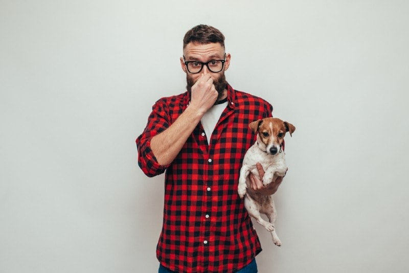 male-dog-owner-covering-his-nose-because-his-dog-smells-bad_san4ezz_Shutterstock