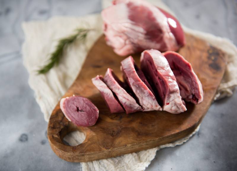 two fresh lamb hearts