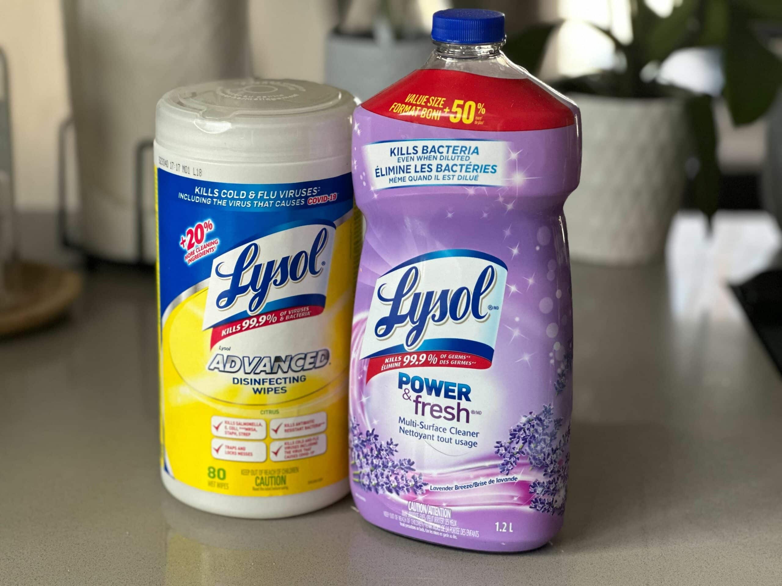 Lysol Products wipes and solution