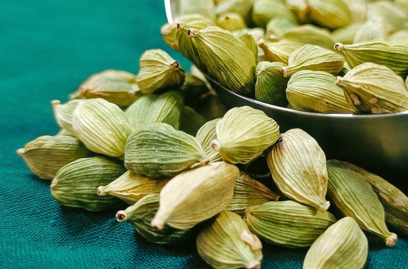 cardamom in a silver bowl