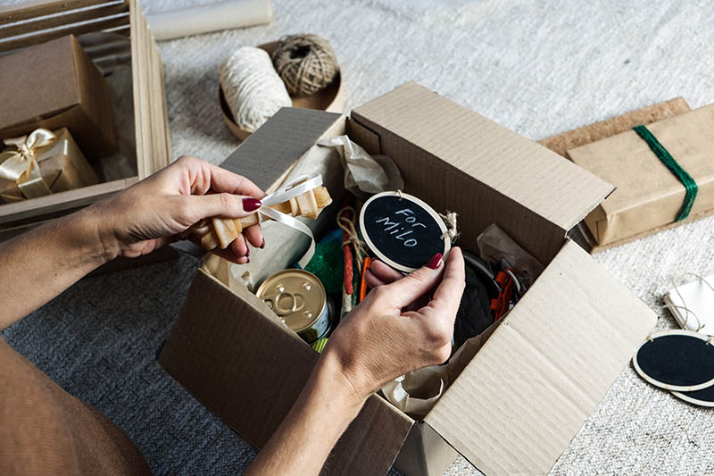 person packing pet kit