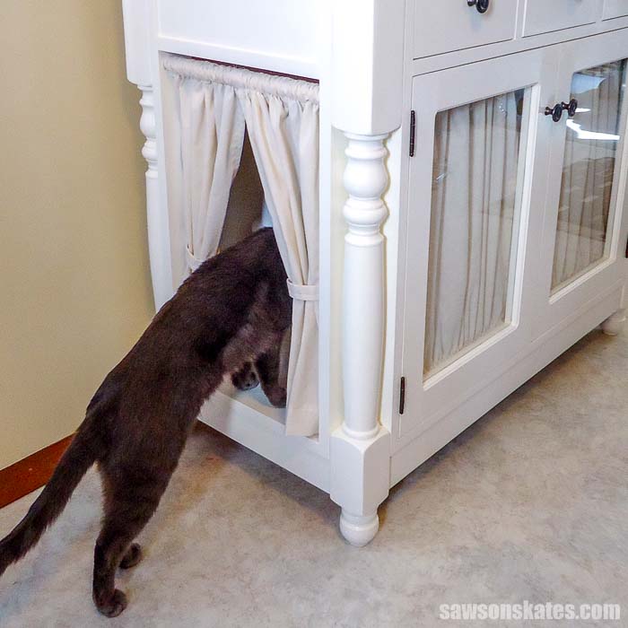 DIY Litter Box Cabinet with Curtains